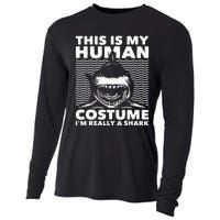 This Is My Human Costume Shark Lovers Marine Biologist Cooling Performance Long Sleeve Crew