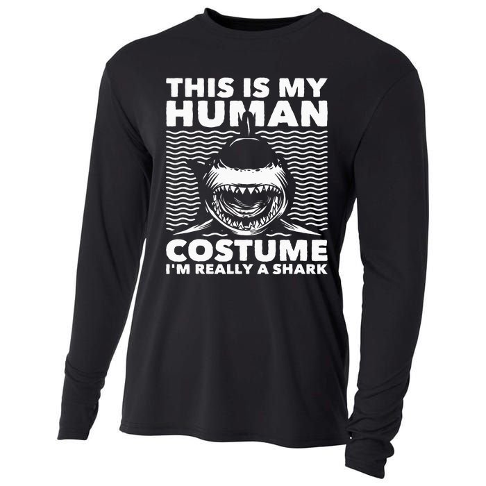 This Is My Human Costume Shark Lovers Marine Biologist Cooling Performance Long Sleeve Crew