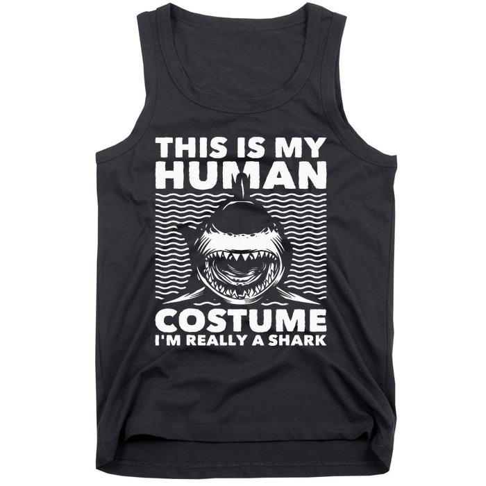 This Is My Human Costume Shark Lovers Marine Biologist Tank Top