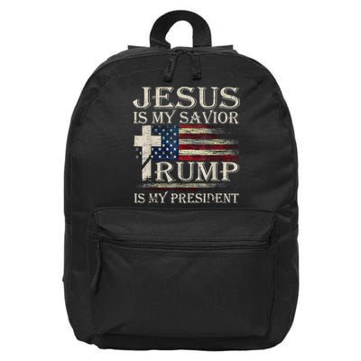 Trump Is My President Jesus Is My Savior 16 in Basic Backpack