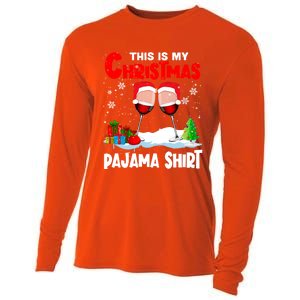 This Is My Christmas Pajama Gift Xmas Santa Wine Er Gift Cooling Performance Long Sleeve Crew