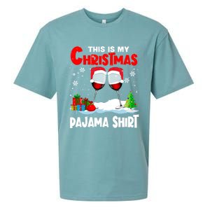 This Is My Christmas Pajama Gift Xmas Santa Wine Er Gift Sueded Cloud Jersey T-Shirt