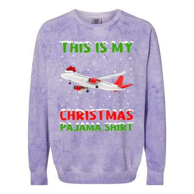 This Is My Christmas Pajama Cute Gift Airplane Christmas Gift Colorblast Crewneck Sweatshirt