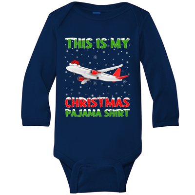 This Is My Christmas Pajama Cute Gift Airplane Christmas Gift Baby Long Sleeve Bodysuit