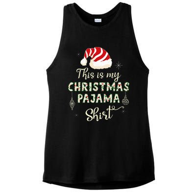 This Is My Christmas Pajama Applique Style Christmas Ladies PosiCharge Tri-Blend Wicking Tank