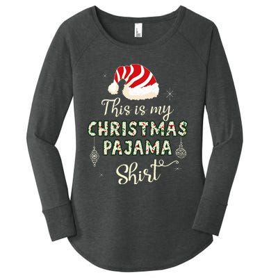 This Is My Christmas Pajama Applique Style Christmas Women's Perfect Tri Tunic Long Sleeve Shirt