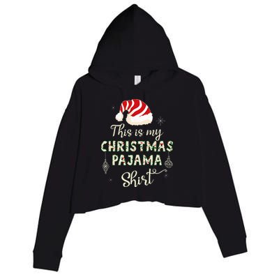 This Is My Christmas Pajama Applique Style Christmas Crop Fleece Hoodie