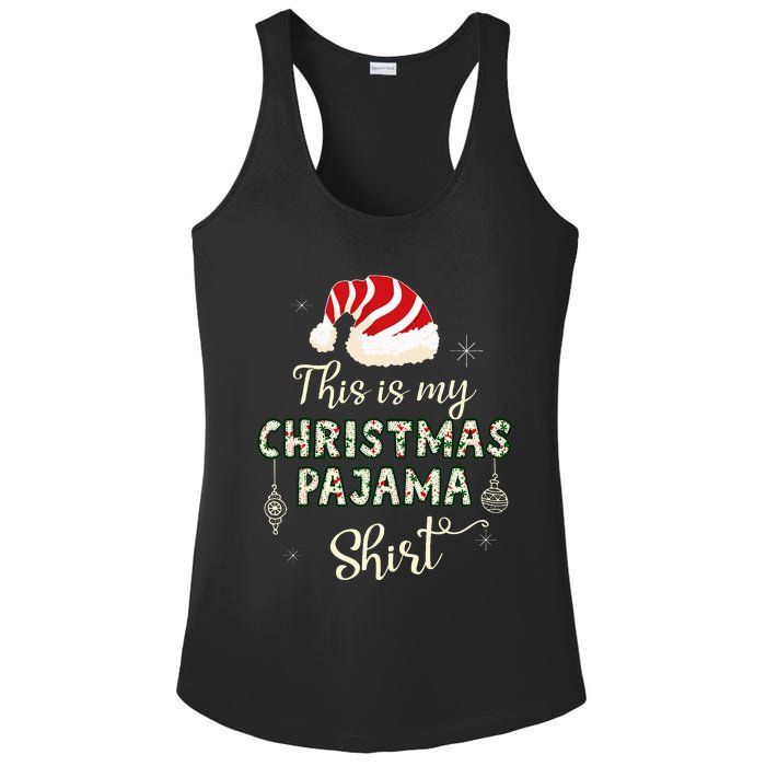 This Is My Christmas Pajama Applique Style Christmas Ladies PosiCharge Competitor Racerback Tank