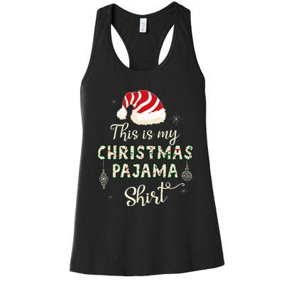 This Is My Christmas Pajama Applique Style Christmas Women's Racerback Tank