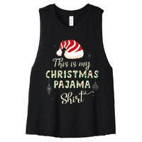 This Is My Christmas Pajama Applique Style Christmas Women's Racerback Cropped Tank