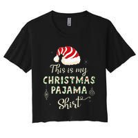 This Is My Christmas Pajama Applique Style Christmas Women's Crop Top Tee