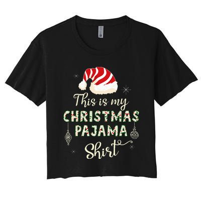 This Is My Christmas Pajama Applique Style Christmas Women's Crop Top Tee