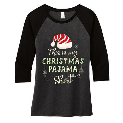 This Is My Christmas Pajama Applique Style Christmas Women's Tri-Blend 3/4-Sleeve Raglan Shirt