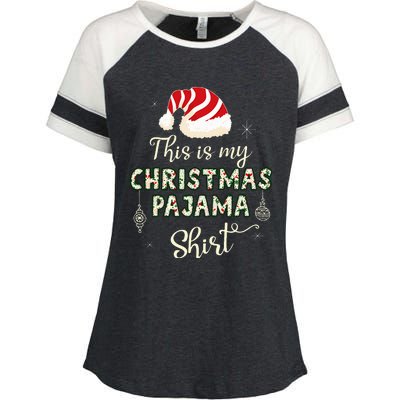 This Is My Christmas Pajama Applique Style Christmas Enza Ladies Jersey Colorblock Tee