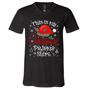 This Is My Christmas Pajama Xmas Matching Family Christmas V-Neck T-Shirt