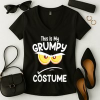 This Is My Grumpy Costume Funny Halloween Women's V-Neck T-Shirt
