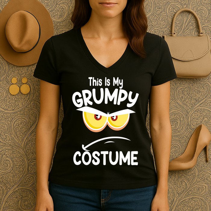 This Is My Grumpy Costume Funny Halloween Women's V-Neck T-Shirt