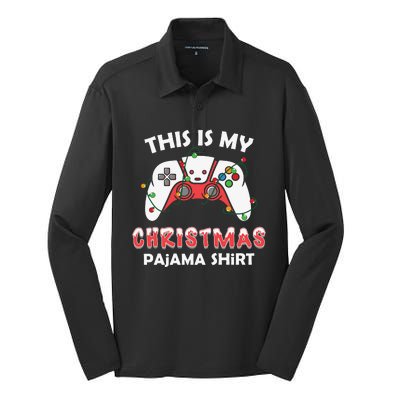 This Is My Christmas Pajama Shirts Funny Gamer Silk Touch Performance Long Sleeve Polo