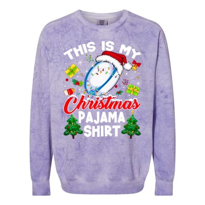 This Is My Christmas Pajama Rugby Gift Funny Xmas Meaningful Gift Colorblast Crewneck Sweatshirt