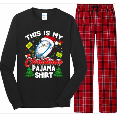 This Is My Christmas Pajama Rugby Gift Funny Xmas Meaningful Gift Long Sleeve Pajama Set