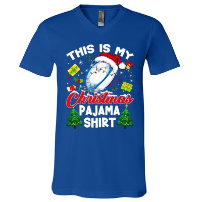 This Is My Christmas Pajama Rugby Gift Funny Xmas Meaningful Gift V-Neck T-Shirt