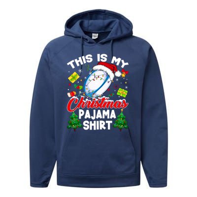 This Is My Christmas Pajama Rugby Gift Funny Xmas Meaningful Gift Performance Fleece Hoodie