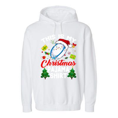 This Is My Christmas Pajama Rugby Gift Funny Xmas Meaningful Gift Garment-Dyed Fleece Hoodie