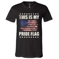 This Is My Pride Flag USA American 4th Of July Patriotic V-Neck T-Shirt