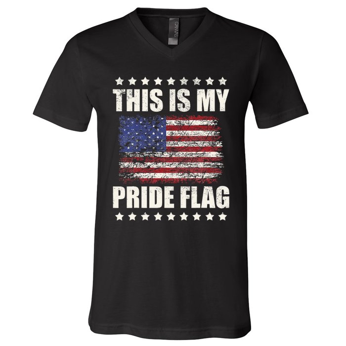 This Is My Pride Flag USA American 4th Of July Patriotic V-Neck T-Shirt