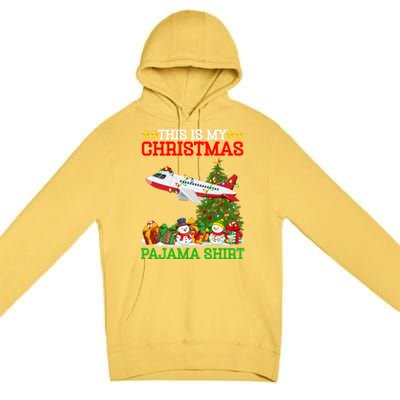 This Is My Christmas Tree Pajamas Airplane Christmas Gift Premium Pullover Hoodie