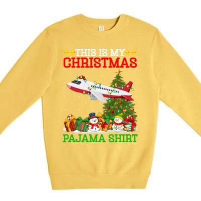 This Is My Christmas Tree Pajamas Airplane Christmas Gift Premium Crewneck Sweatshirt