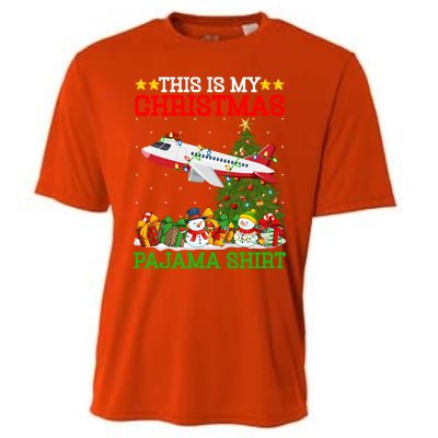 This Is My Christmas Tree Pajamas Airplane Christmas Gift Cooling Performance Crew T-Shirt