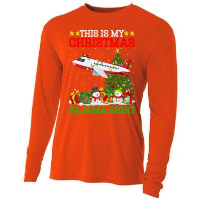 This Is My Christmas Tree Pajamas Airplane Christmas Gift Cooling Performance Long Sleeve Crew