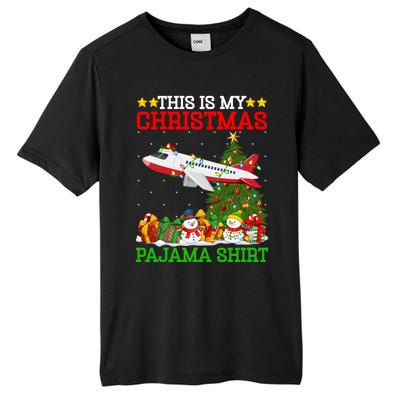 This Is My Christmas Tree Pajamas Airplane Christmas Gift Tall Fusion ChromaSoft Performance T-Shirt