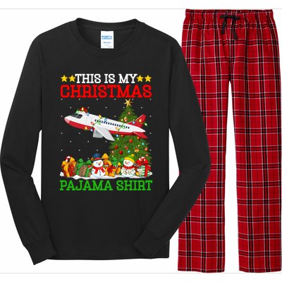 This Is My Christmas Tree Pajamas Airplane Christmas Gift Long Sleeve Pajama Set