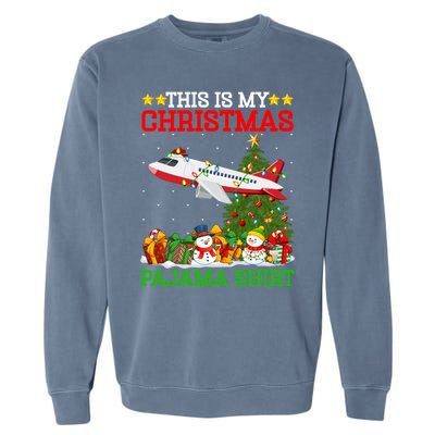 This Is My Christmas Tree Pajamas Airplane Christmas Gift Garment-Dyed Sweatshirt