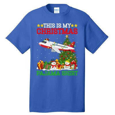 This Is My Christmas Tree Pajamas Airplane Christmas Gift Tall T-Shirt