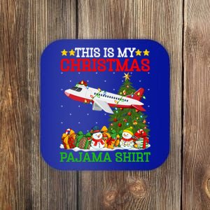 This Is My Christmas Tree Pajamas Airplane Christmas Gift Coaster