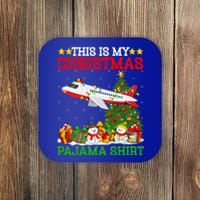 This Is My Christmas Tree Pajamas Airplane Christmas Gift Coaster