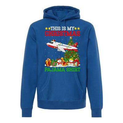 This Is My Christmas Tree Pajamas Airplane Christmas Gift Premium Hoodie