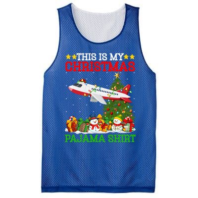 This Is My Christmas Tree Pajamas Airplane Christmas Gift Mesh Reversible Basketball Jersey Tank