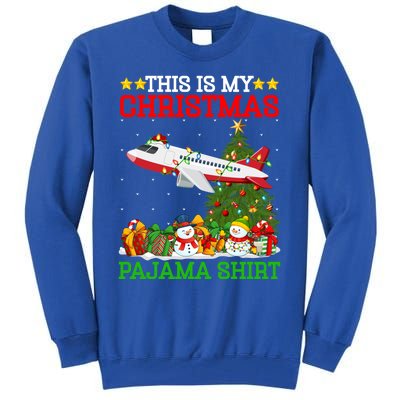 This Is My Christmas Tree Pajamas Airplane Christmas Gift Tall Sweatshirt