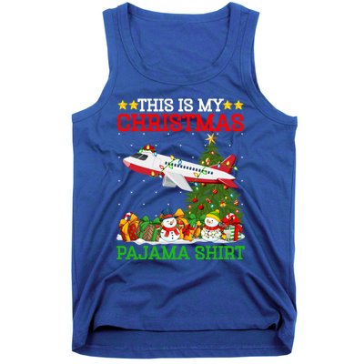 This Is My Christmas Tree Pajamas Airplane Christmas Gift Tank Top