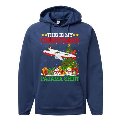 This Is My Christmas Tree Pajamas Airplane Christmas Gift Performance Fleece Hoodie