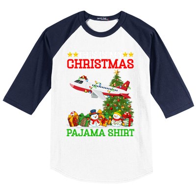 This Is My Christmas Tree Pajamas Airplane Christmas Gift Baseball Sleeve Shirt