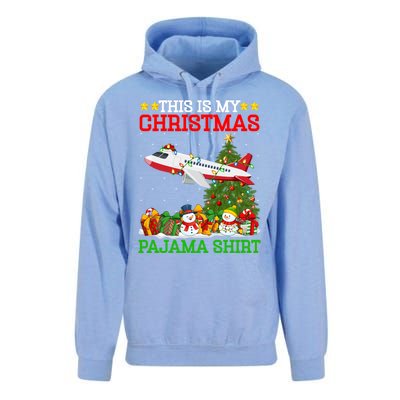 This Is My Christmas Tree Pajamas Airplane Christmas Gift Unisex Surf Hoodie