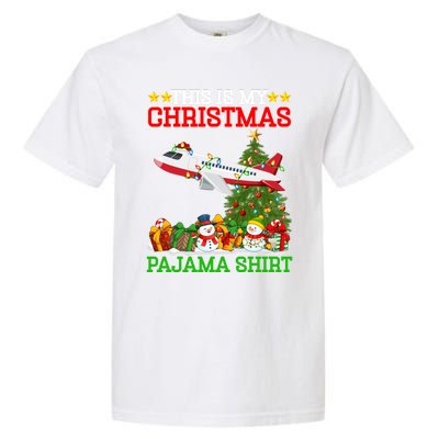 This Is My Christmas Tree Pajamas Airplane Christmas Gift Garment-Dyed Heavyweight T-Shirt