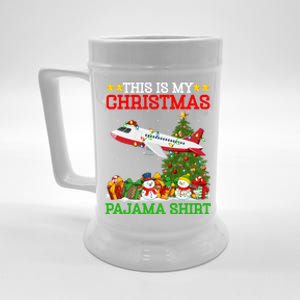 This Is My Christmas Tree Pajamas Airplane Christmas Gift Beer Stein