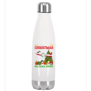 This Is My Christmas Tree Pajamas Airplane Christmas Gift Stainless Steel Insulated Water Bottle