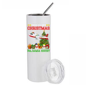 This Is My Christmas Tree Pajamas Airplane Christmas Gift Stainless Steel Tumbler